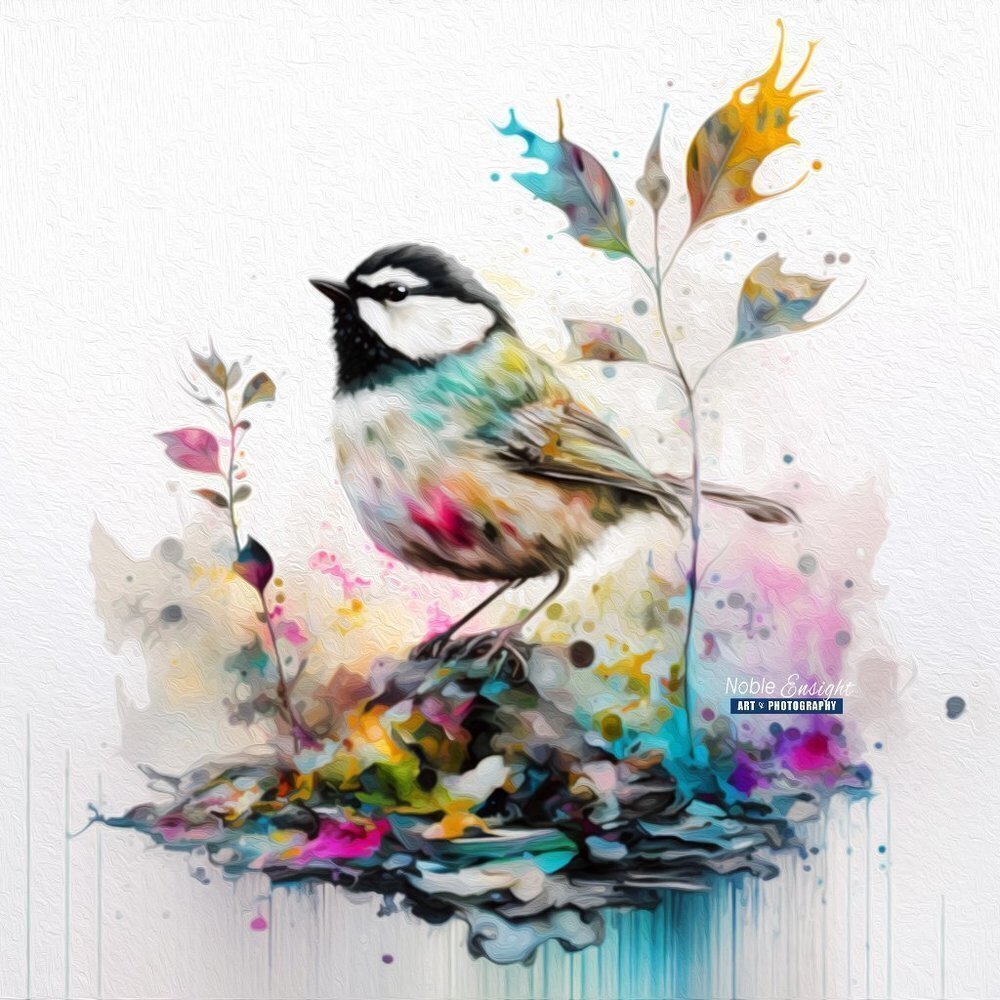 4x6 Chickadee Watercolor Illustration Art Oil Painting Print - Picture 2 of 9